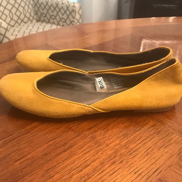 Shoes - Mustard yellow faux suede flats